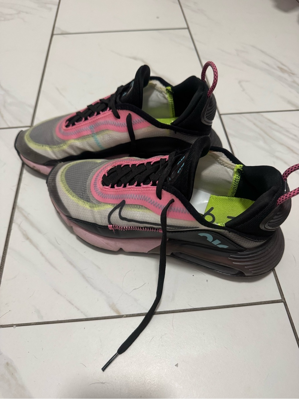 Nike Sneakers Black with Neon Green and White Accents